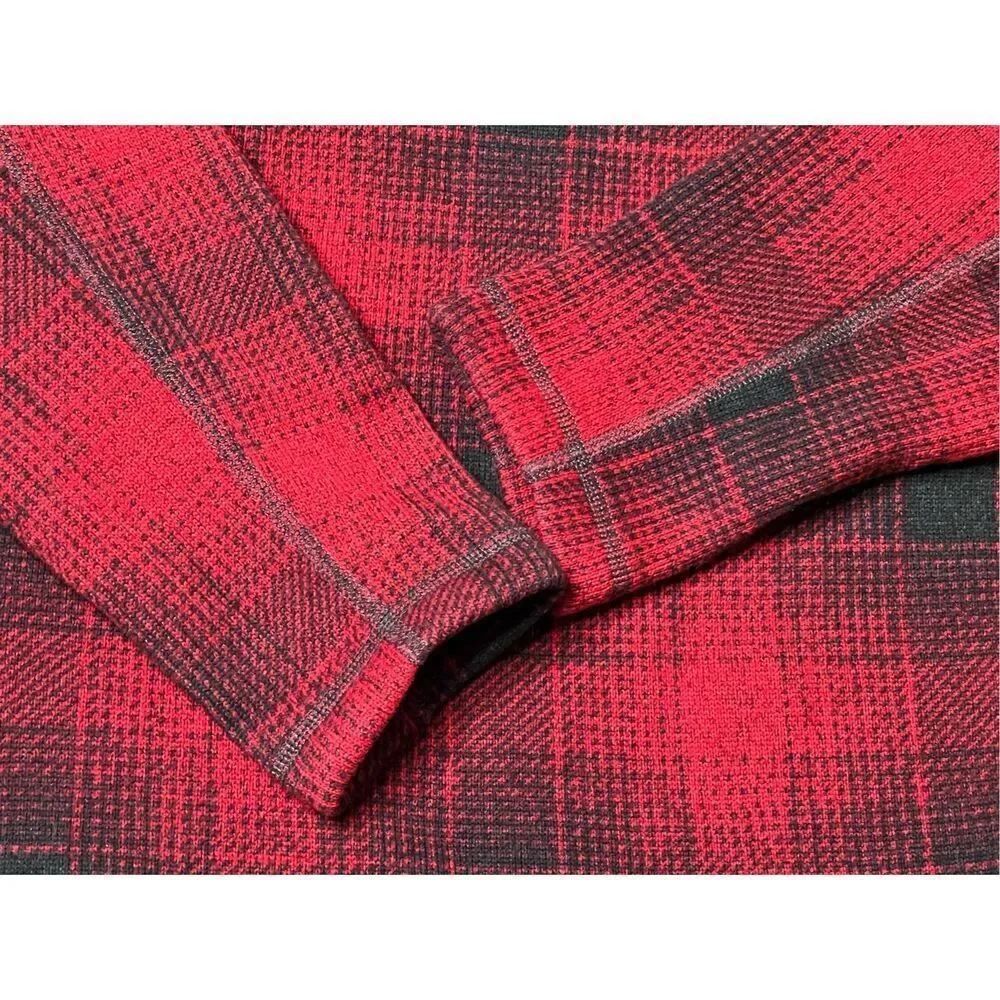 The North Face Novelty Gordon Lyons Fleece‎ Quarter Zip Red Plaid Pullover SMALL